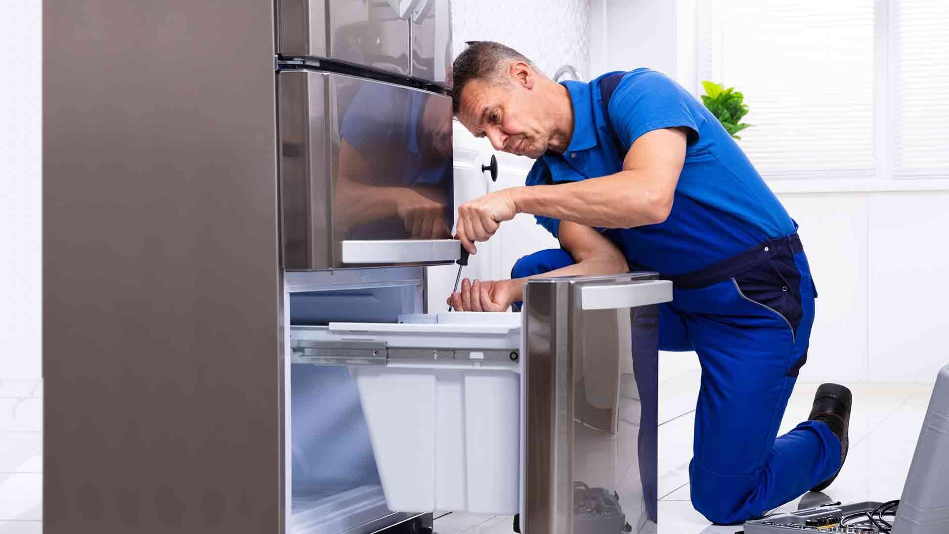 Plumber Installing Water Fridge Connection Plumber Installing Water Fridge Connection