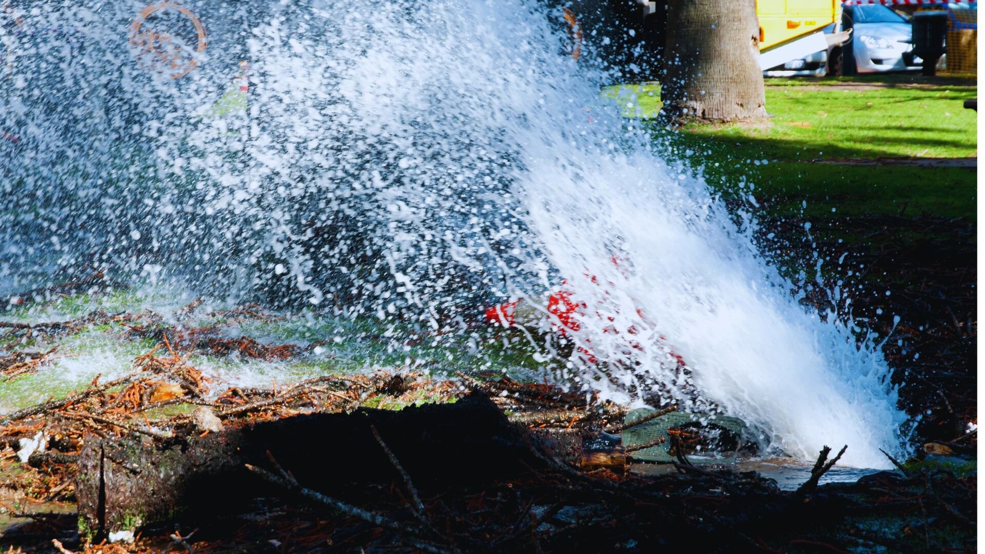 Burst Pipe Perth Spraying Water On Grass After Underground Damage Burst Pipe Perth Spraying Water Grass Underground Damage